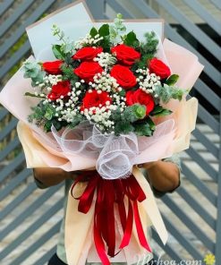 Bó hoa hồng đỏ 10 bông