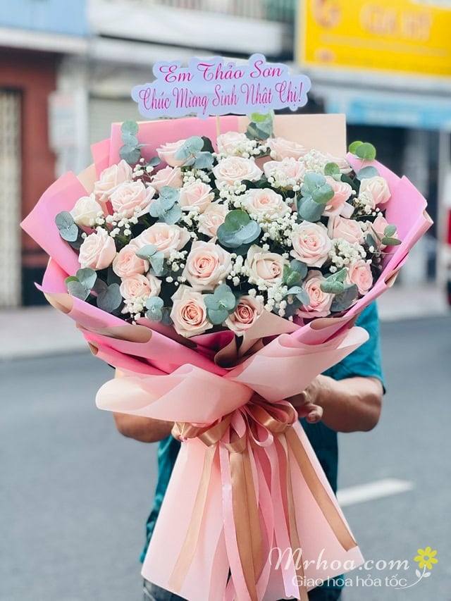 Bó hồng phấn