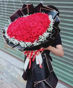 Bó hoa hồng đỏ trái tim