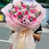 Bó hoa hồng màu hồng đẹp