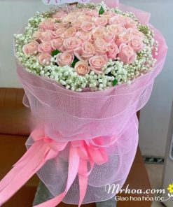 Bó hoa hồng màu hồng đẹp