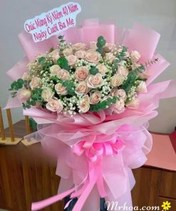 Bó hoa hồng phấn đẹp