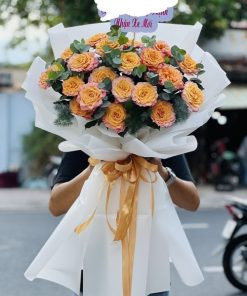 Bó hoa hồng cam đẹp