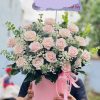 Giỏ hoa hồng nhạt