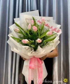 Bó hoa tulip 10 bông hồng nhạt