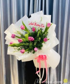 Bó hoa tulip hồng 10 bông